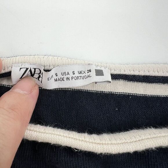 Zara Rogier de Saint Pierre Striped Top in Navy & Cream Size Small - Picture 3 of 4